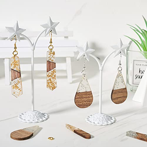 FASHEWELRY 24Pcs Gold Foil Resin Wood Earring Charms Teardrop Drop Rectangle Wooden Earring Blanks Geometry Boho Charms Wooden Earring Pieces for Jewelry Making with Earring Hooks & Jump Rings - color: 1Gold with Foil-6 Shapes