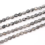 6×8mm Natural Map Gemstone Loose Beads Flat Oval Healing Crystal Loose Stone Beads for Jewelry Necklace Bracelet Earring Craft - color: Map Stone