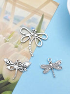 Youdiyla 110PCS Ancient Silver Dragonfly Series Pendant Jewelry Making DIY Keychain Earrings Pendant Various Design Charms for Jewelry Making Bracelets Necklace (SN11) - color: SN11