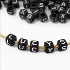 Dahi 1000pcs Black Letter Beads Square Craft Beads 6mm Cube Letter Bead A-Z Bead for Jewellery Crafts (White-Black) - color: white black 6x6mm