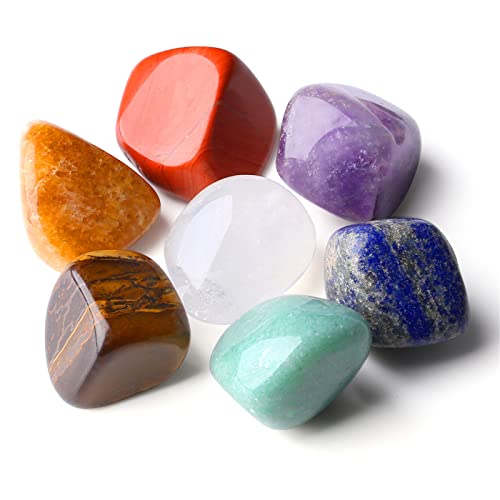 7 Chakra Tumbled Polished Natural Healing Crystals Stones Bulk Stones Crystal for Energy Reiki Tumbling Cabbing Balancing Decoration Gemstones Crystal Healing Meditation Therapy Gift 100g - color: Mix-color, size: 100g