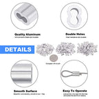 Glarks Up To 2.2mm Wire Rope Crimping Tool Wire Rope Swager Crimper Fishing Crimping Tool With 180Pcs 1.2/1.5/2mm Aluminum Double Barrel Ferrule Crimping Loop Sleeve Kit