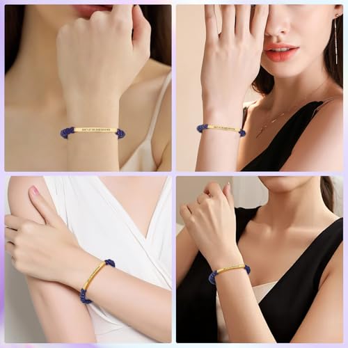 INSYOHO Dont Let the Hard Days Win Bracelet – Inspirational Healing Crystal Bracelet for Women & Men, Agate & Amethyst Beaded Adjustable, Motivational Gift for Stress Relief & Positivity - color: lapis lazuli