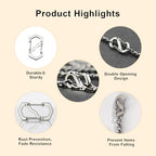 Double Opening Lobster Clasp,Sliver Bracelet Clasp Charm Clasp,Chain Shortener,Necklace Connectors for Multiple Necklaces - 10 Pack - size: Sliver