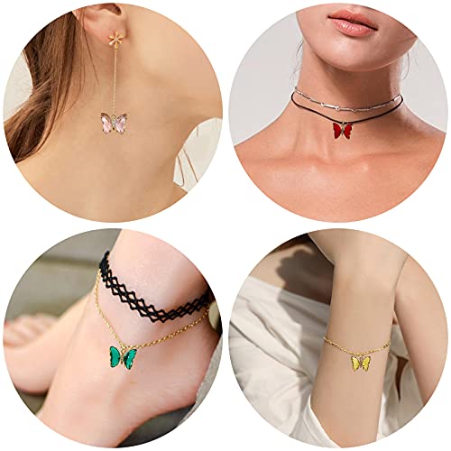 Crystal Zirconia Gold Plated Brass Charms for Jewelry Making Bracelet Necklace Earring Pendant Craft Supplies DIY Accessories - color: Butterfly-Mix-5Pcs