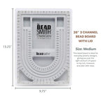 The Beadsmith Bead Board with Cover, Grey Flocked, 3 U-Shaped Channels, 6 Recessed Compartments,13.25H x 9.75L inches, Design Boards for Creating Bracelets, Necklaces and Other Jewelry - size: 28" - U Channel w/ Cover