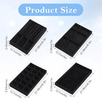 8 Pcs 4 Styles Velvet Jewelry Tray, 8" x 5" Stackable Jewelry Tray, Drawer Trays for Rings, Earrings, Necklace, Bracelet, Black