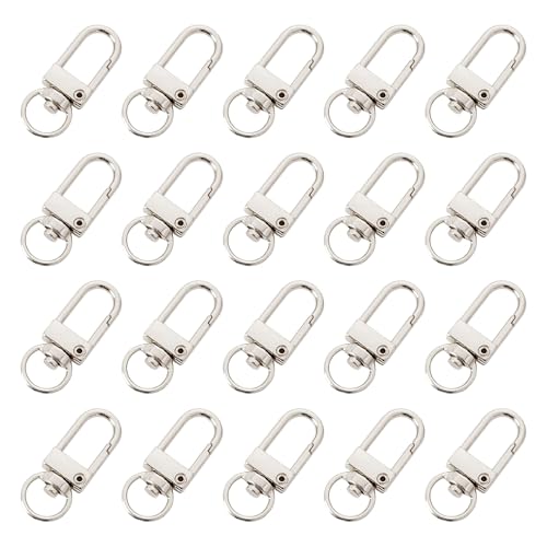 20-Pack Gold & Silver Metal Lobster Claw Clasps, 360° Swivel Trigger Snap Hooks DIY Claw Clasps for Keychains and Jewelry Crafting, Durable for Bag Connector and Key Rings Accessories (Silver) - color: Silver