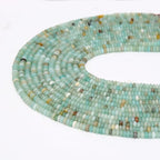 2 Strands (300PCs) Natural Amazonite Rondelle Beads, 2 * 4mm Gemstone Loose Spacer Abacus Disk Beads for DIY Bracelet Necklace Earrings Jewelry Making, Craft Supplies Beading Kit - color: Amazonite, size: 2*4MM