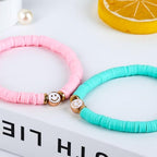 JIASHUYEYE Preppy Bracelets for Teen Girls - Stackable Boho Surfer Friendship Bracelets Set for Little Girls & Women - style: 18Pcs - Smiley Face A