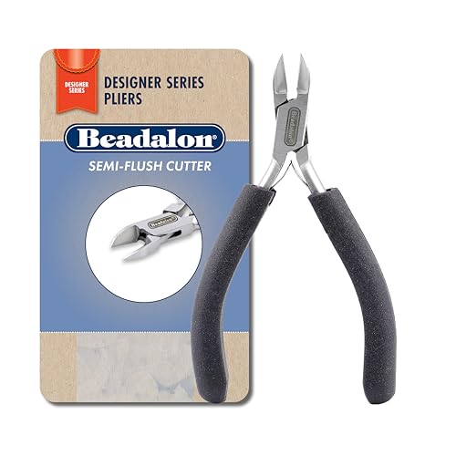 Beadalon Designer Series Semi-Flush Cutter, Dark Blue Vinyl-Free Grips, Stainless Steel, Box Joint, Double Leaf Springs, 4.75 in - color: Dark Blue, style: Semi-Flush Cutter