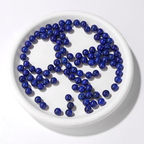 Raicegs 100pcs 6mm Lapis Lazuli Beads Natural Gemstone Beads Round Loose Beads for Jewelry Making DIY Bracelets Necklace - color: Lapis Lazuli, size: 6mm Round