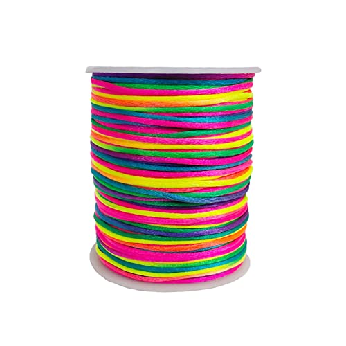 1.5 mm Nylon Satin Cord Beading Braided Thread String for Macrame Bracelets Chinese Knotting,Necklaces,Jewelry Making 109 Yards (Rainbow) - color: Rainbow, size: 1.5mm