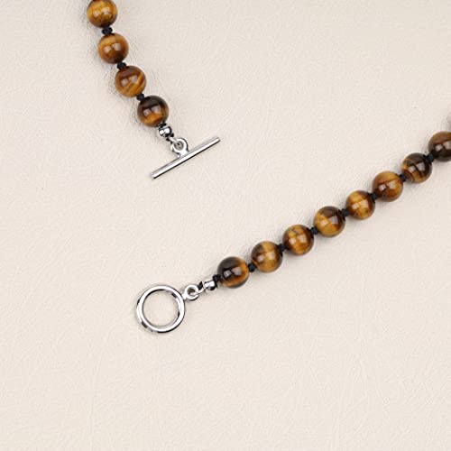 GAVU Hand-knotted Men's Beaded Necklace, Crystal Necklace for Men - color: Tiger Eye, size: 24"