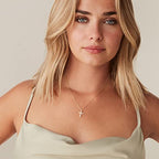 PAVOI 14K Gold Plated Cubic Zirconia Cross Necklace for Women | Cross Faith Pendant Necklaces - color: Rose Gold