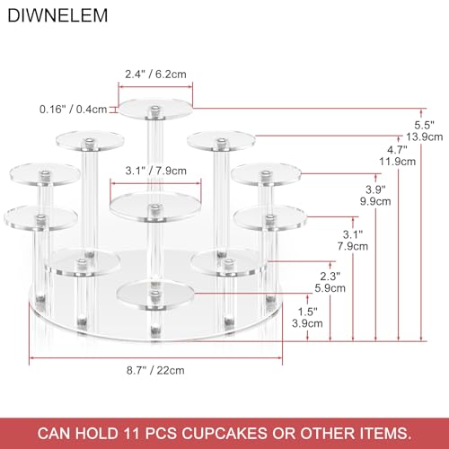 Round Acrylic Jewelry Stand Acrylic Display Riser Stands Dessert Tower Display Tower for Watch,Jewelry,Rings,Earrings,Mini Figurines,Cupcakes(Clear,11Tier) - size: Clear-11 Tier