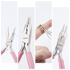 SUNNYCLUE Jewelry Pliers Making Supplies Kit Round Nose Pliers 32Feet Copper Jewelry Wire 40pcs Jump Rings 40pcs Crimp Beads & 40pcs Bead Tips for Jewelry Pliers Findings - color: Pink 4.8 Inch With Jewelry Making Supplies