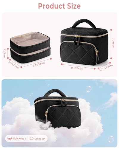 Jewelry Travel Case with 2 Clear Pouches, 2-Layer Jewelry Organizer Storage Bag for Necklaces, Earrings, Rings, Bracelets, Black(Empty Bag) - color: Black