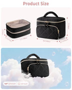 Jewelry Travel Case with 2 Clear Pouches, 2-Layer Jewelry Organizer Storage Bag for Necklaces, Earrings, Rings, Bracelets, Black(Empty Bag) - color: Black