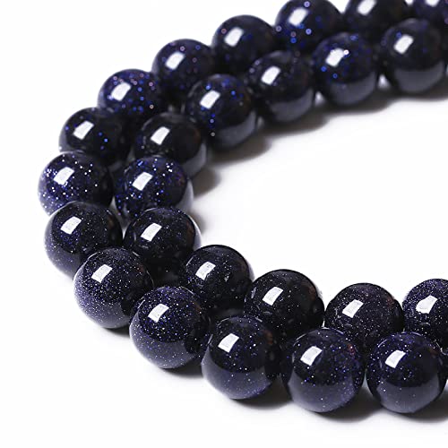 60PCS 6mm Starry Blue Sandstone Gemstone Beads Beads Natural Stone Round Loose Beads for Jewelry Making DIY Bracelet Necklace 15" Inch - color: Blue Sandstone, size: 6mm