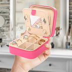 KElofoN Jewelry Case and Box - Small Travel Jewelry Organizer for Girls & Women with Mirror (Rosy-5) - color: Rosy-5
