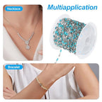PATIKIL Stainless Steel Jewelry Chain, 16Ft 2mm Lake Blue Enamel Link Cable Chains for Necklace Earring Bracelet Findings Jewelry Making Trucker Hat Chains, Silver/Lake Blue - color: Silver/Lake Blue
