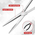 5Pcs Bent Nose Pliers 11 Inch Extra Long Needle Nose Pliers Set, Straight, 25°/45°/90° Bent, Circle Nose for Narrow Spaces, Hard to Reach Areas & Precision Work