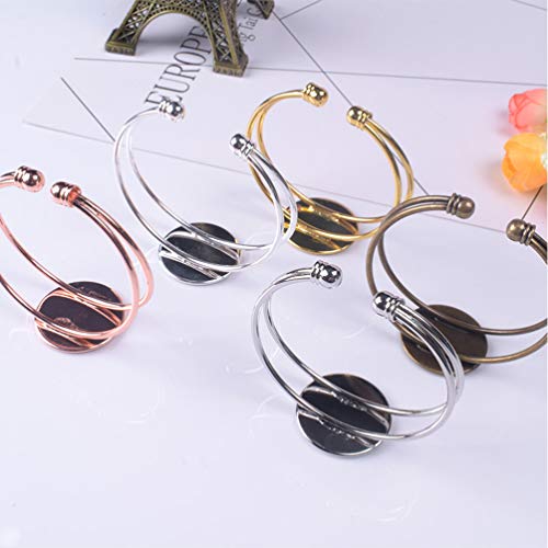 EXCEART Adjustable Bracelet Bottom Holder 2X2 Inch Round Metal Bezel Tray for Diy Jewelry Making Crafts Custom Wrist Chains Set of 6 - color: bronze, size: 5*2cm