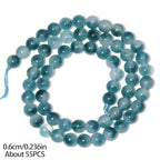 Stone Beads, 60pcs Aquamarine, 6mm Round Loose Beads for Jewelry Making, Bracelets, with Gift Bag, Elastic String & Size Card - color: Aquamarine, size: 6mm