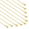 10 Pack Necklace Chains Bulk 18K Gold Plated Chain for Jewelry Making Bead Link Chains - color: Gold Bead