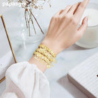 papasgix Italian Charm Bracelet Gold Set with Starter Brascelet, Assorted Charms and Opening Tools, 9mm Modular Italian Charm Bracelet Links Handmade DIY Jewelry Gifts Diamond Pendant