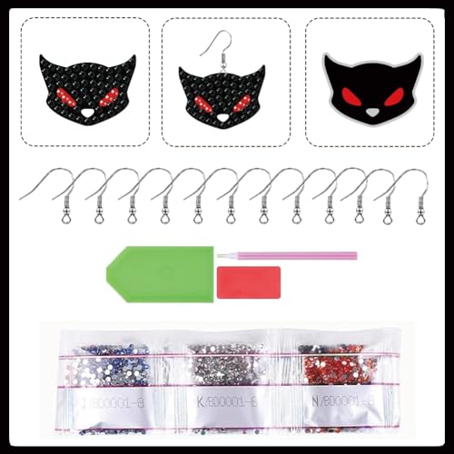 BEUNITONE 12 Pairs Gothic Style Earrings Diamond Art Earring Making Kit, Dangle Drop Diamond Art Earring Kit for Adults Women, DIY Fun Earrings Craft Set, Halloween Party Favors and Gothic Decor - style: Gothic