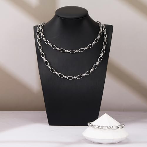 YOUBEIYEE 2 Meters Stainless Steel Chain for Jewelry Making Oval Rolo Chains for Men and Women Necklace Bracelet DIY Jewelry Supplies Findings - color: Oval Silver