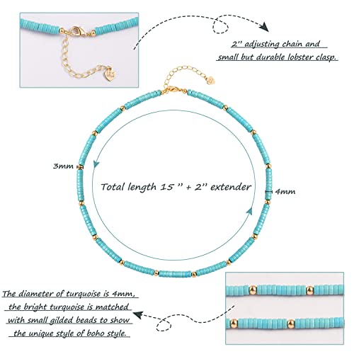 CANEVINKA Bohemian Beaded Choker Necklace 18K Gold Plated Bead Pendant Necklace Vintage Handmade Jewelry for Women - style: gold bead