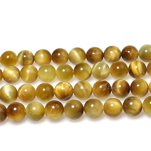 MJDCB Natural Stone Beads 4mm 85pcs Round Golden Tiger's Eye Loose Gemstone Bead Charms for Jewelry Making Bracelet Necklace Earring Pendant - color: Golden Tiger's Eye, size: 4mm