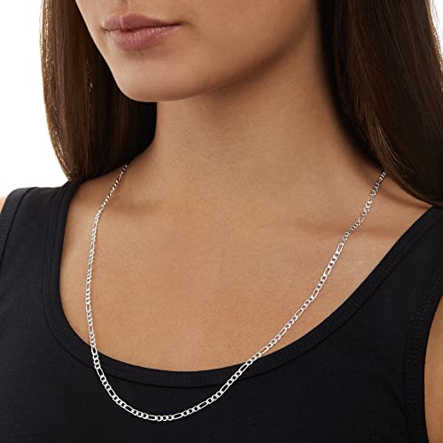 Amazon Essentials 14k Gold or Sterling Silver Plated Figaro Chain Necklace - color: Silver, size: 24", style: 4 mm