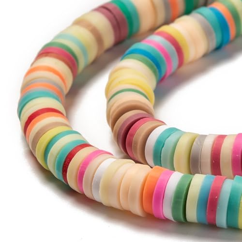 10 Strands 6mm Flat Disc Clay Beads Sandy Brown Flat Round Polymer Clay Spacer Beads Loose Handmade Bead for DIY Jewelry Necklace Bracelet Supplies - color: Sandy Brown, 6x0.5-1mm