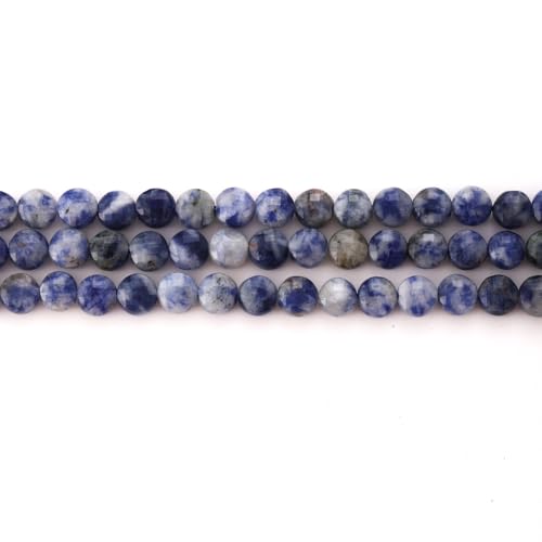 6mm Faceted Natural Blue White Sodalite Stone Beads Coin Disc Gemstone Spacer Beads for Jewelry Making DIY Bracelet Necklace - color: Blue White Sodalite