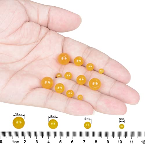 AD Beads Natural Gemstone Round Loose Beads 15" for Bracelet Necklace Earrings Jwelery Making Crafts DIY (4mm, Yellow Jade) - color: Yellow Jade, size: 4mm