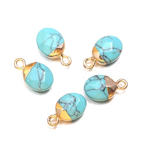 LHJ Natural Stone Pendants Faceted Grape Shape Mix Stone Agate Crystal Turquoise Stone Charms for Jewelry Making Necklace Earrings 10 Pcs