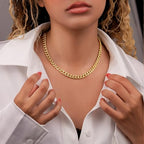 WomenGifts Cuban Link Chain Necklace for Women, Waterproof 14k Gold Silver Plated Chain Choker, Non Tarnish Stainless Steel Jewelry, 3.5/5/6/8/11mm,14/16/18 Inch Thin&Chunky&Thick - color: Gold, style: 8MM-16"