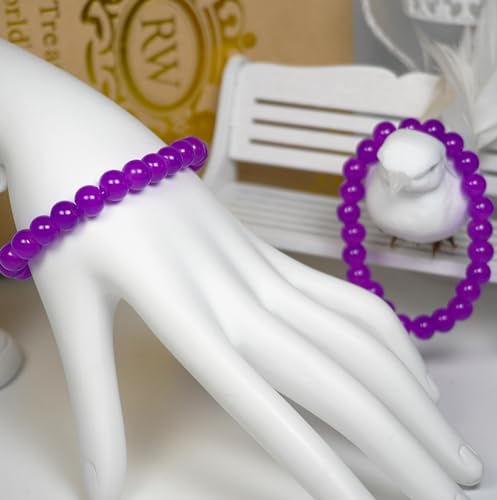 Jabrand 145pcs Glass Beads, 8mm Glass Beads for Barcelet and Jewelry Making DIY Crafts (Purple) - color: Purple