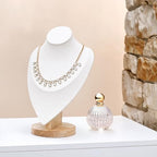 MOOCA Necklace Chain Jewelry Display Holder, Jewelry Stand, Necklaces Display Mannequin Bust Stand, Wood Sturdy Base, Cream Suede - color: Cream Suede