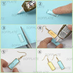 1 Box 60Pcs 20 Sets Earring Blank Tray Bezel Set Earring Blanks 10x25mm Rectangle Pendant Trays with Glass Cabochons Settings Silicone Ear Backs for Jewelry Making Supplies DIY Dangle Charms - style: Style 5