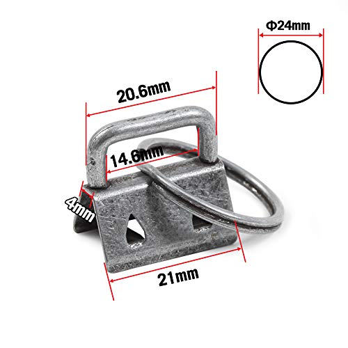 SPEEDWOX Glass Breaking Pliers with 20 Pcs 0.8 Inch Key Fob Hardware Set with Keychain Split Rings Webbing Fabric Strapping Wristlet Set Dark Nickel Breaking Pliers Tools with Rubber Tips - size: 0.8" Dark Nickel