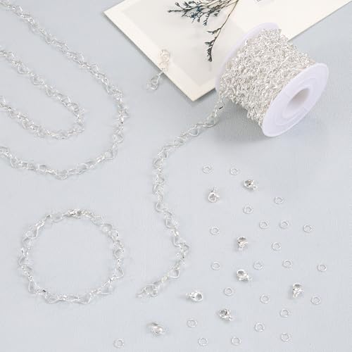 5 Yard Silver Plated Stainless Steel Chain for Jewelry Making Hollow Heart Necklace Bracelet Chains Bulk for Women - color: Heart Silver