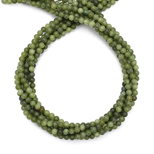 BEADIA Taiwan Green Jade Natural Stone Round Loose Semi Gemstone Beads for Jewelry Making 4MM 38cm/Strand - color: Taiwan Green Jade, size: 4mm