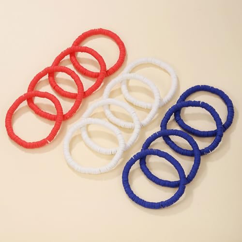 12pcs Friendship Bracelets Beaded Bracelets Heishi Bracelet Cute Bracelets Stack Vinyl Clay Disc Bead Surfer Stretch Summer Beach Bracelets For Women Preppy Bracelets - color: E-color