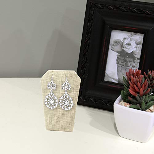 MOOCA 6 Pcs Set Beige Linen Mini Earring Stand Necklace Chain and Pendant Display Stand, Jewelry Display Holder Stand, Jewelry Showcase, 3 1/4 in Height - color: Beige Linen