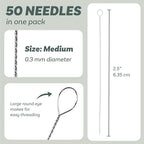 The Beadsmith Twisted Beading Needles - 2.5" (6.35 cm) Collapsible Eye Beading Needle, Medium (0.3 mm Diameter), Stainless Steel Flexible Wire for Stringing, Jewelry Making, Pack of 50 - style: Medium
